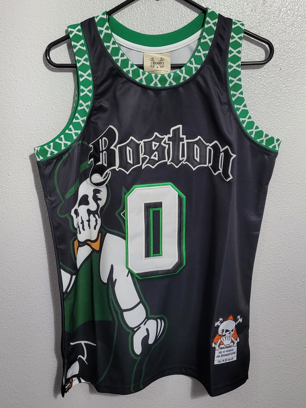 BRAND Black Boston Celtics TATUM Jersey with Green Trim and White Accents
